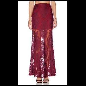 CLOSET CLOSE OUT!! For Love and Lemons Ethereal Maxi Skirt in Crimson